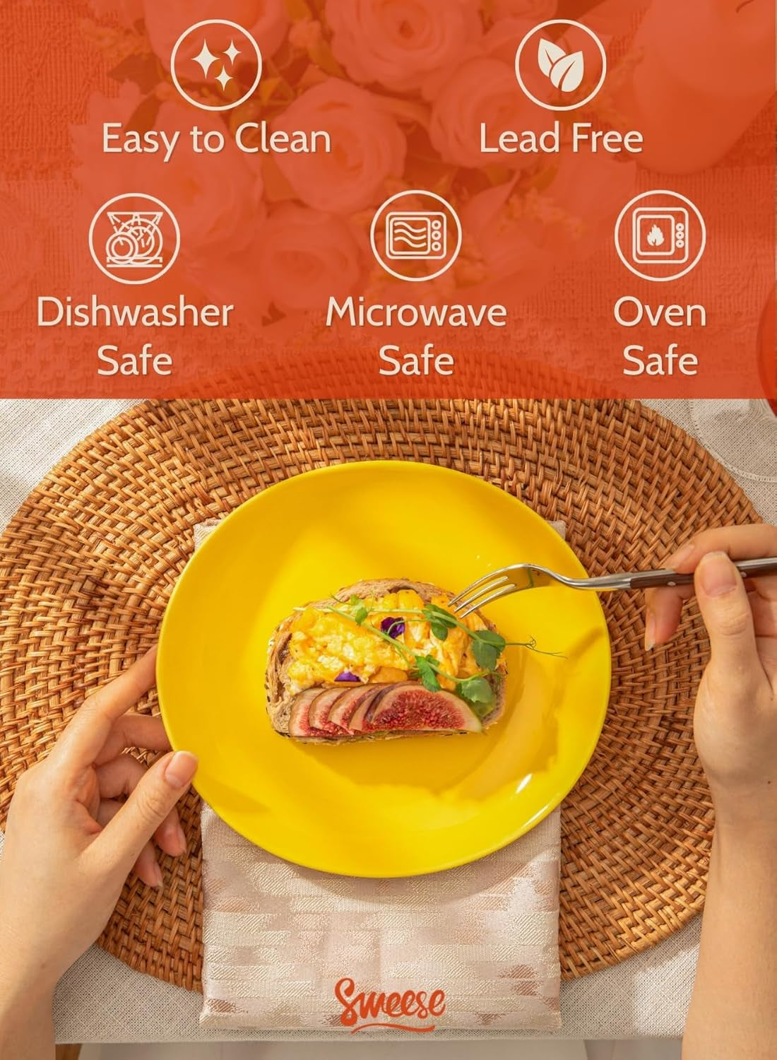 7.8 Inch Porcelain Dessert Plates Set of 6 - Dishwasher, Microwave, Oven Safe, Chip-Resistant - Rainbow Palette