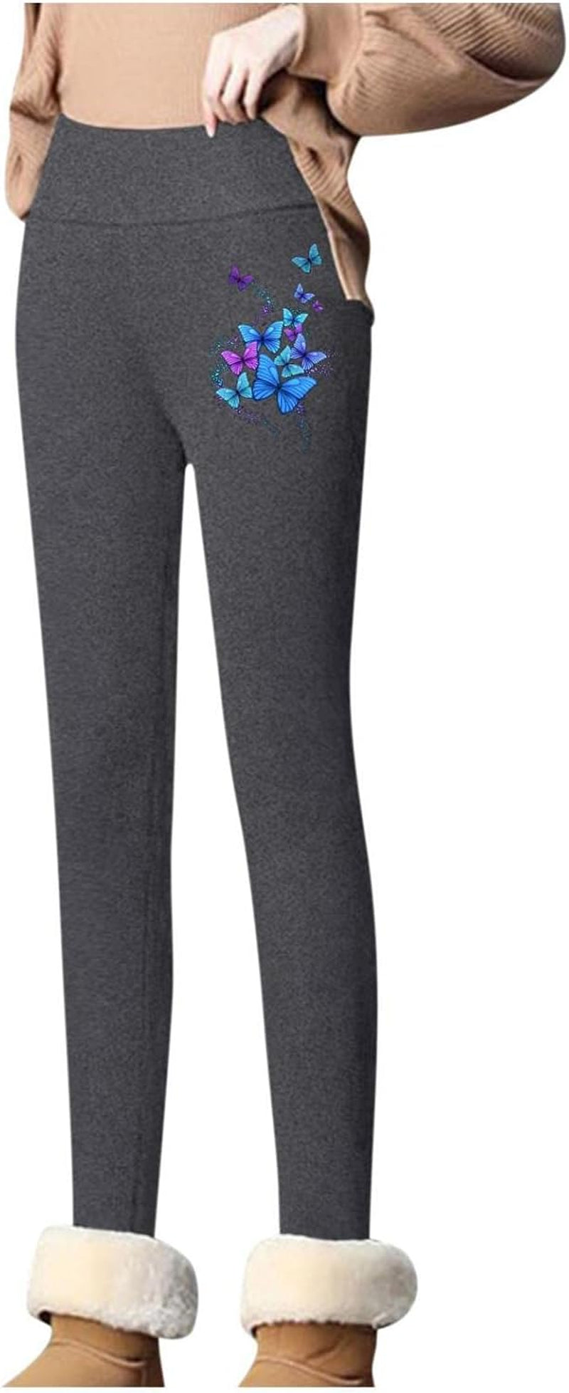 Fleece Lined Leggings for Women,Winter Warm Women Elastic Leggings Pants Fleece Lined Thick Tights