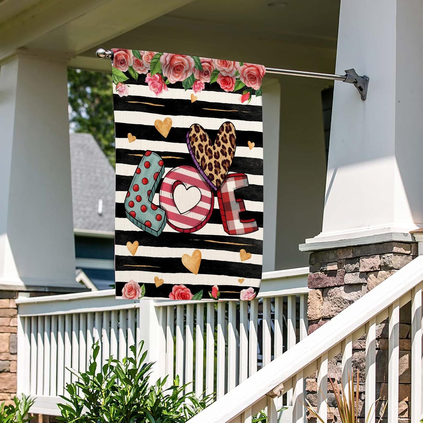 Valentines Day House Flag, Large Valentine Flag, Valentines Day Flags 28 X 40 Double Sided, Decorative Love House Flag Burlap Valentines House Flag, Valentine House Flag for Outside