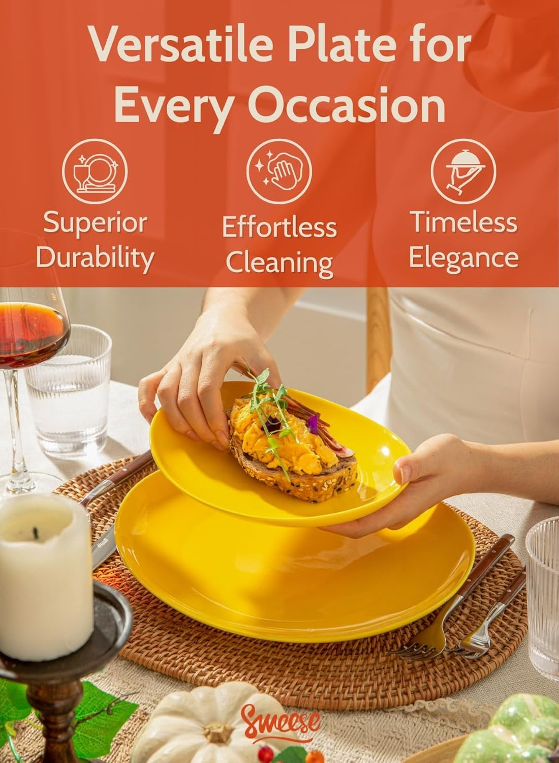 7.8 Inch Porcelain Dessert Plates Set of 6 - Dishwasher, Microwave, Oven Safe, Chip-Resistant - Rainbow Palette