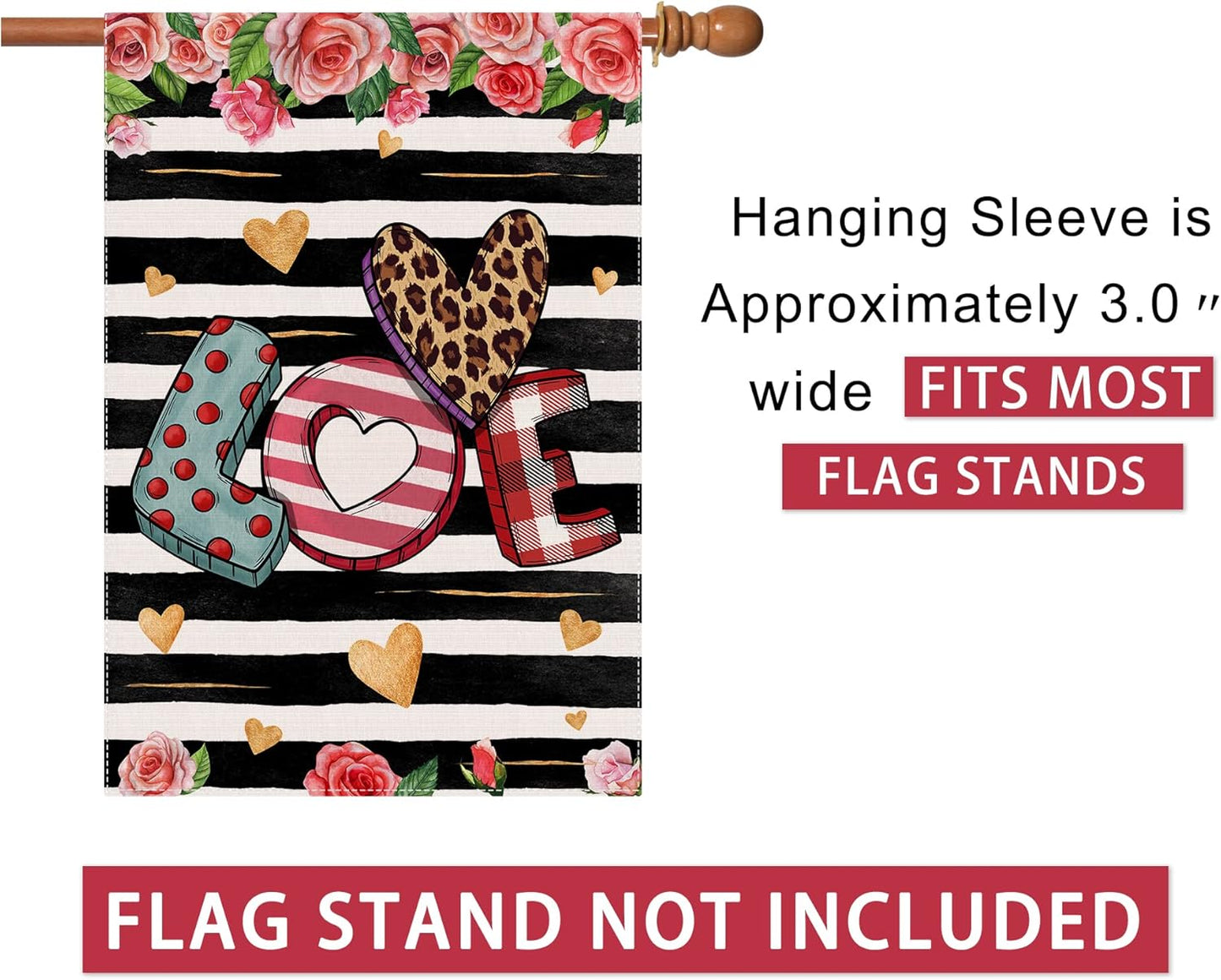 Valentines Day House Flag, Large Valentine Flag, Valentines Day Flags 28 X 40 Double Sided, Decorative Love House Flag Burlap Valentines House Flag, Valentine House Flag for Outside
