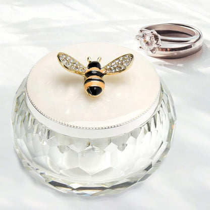 Bee Jewelry Storage Box for Rings Earrings Necklace Treasure Chest Organizer Jewelry Keepsake Gift Box Case for Girl Women Mother'S Day Gifts (Bee W/Crystal Box, Silver Plate)