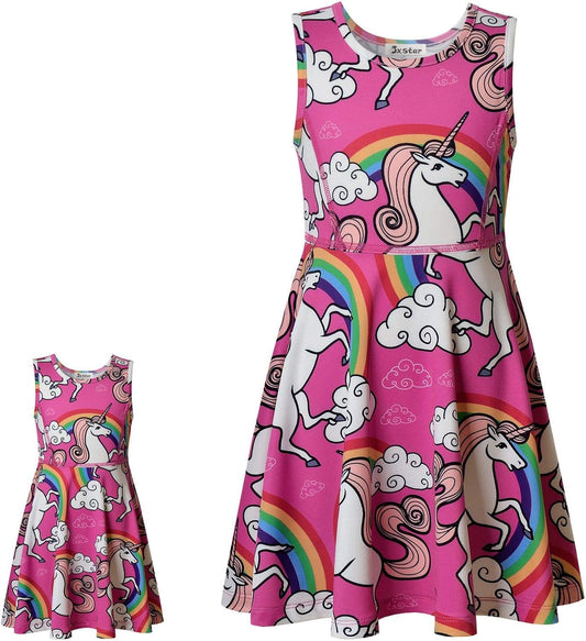 Matching Doll & Girls Dresses Kid Toddler Unicorn Cloth Fit American Girl Doll 10-11 Years