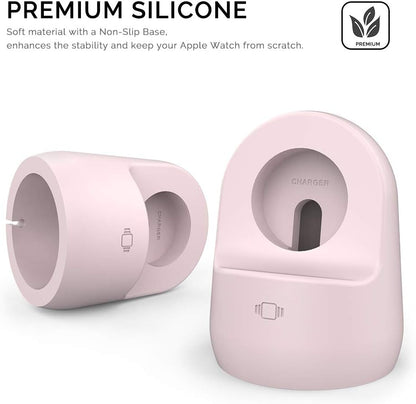 Iwatch Stand Silicone Charging Dock Holder for Apple Watch Ultra 2, Ultra, SE2, Series SE, 7 6 5 4 3 2 1 (45/44/42/41/40/38Mm), (Pink)