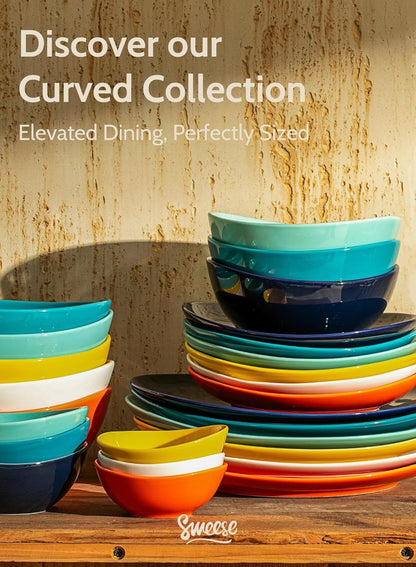7.8 Inch Porcelain Dessert Plates Set of 6 - Dishwasher, Microwave, Oven Safe, Chip-Resistant - Rainbow Palette