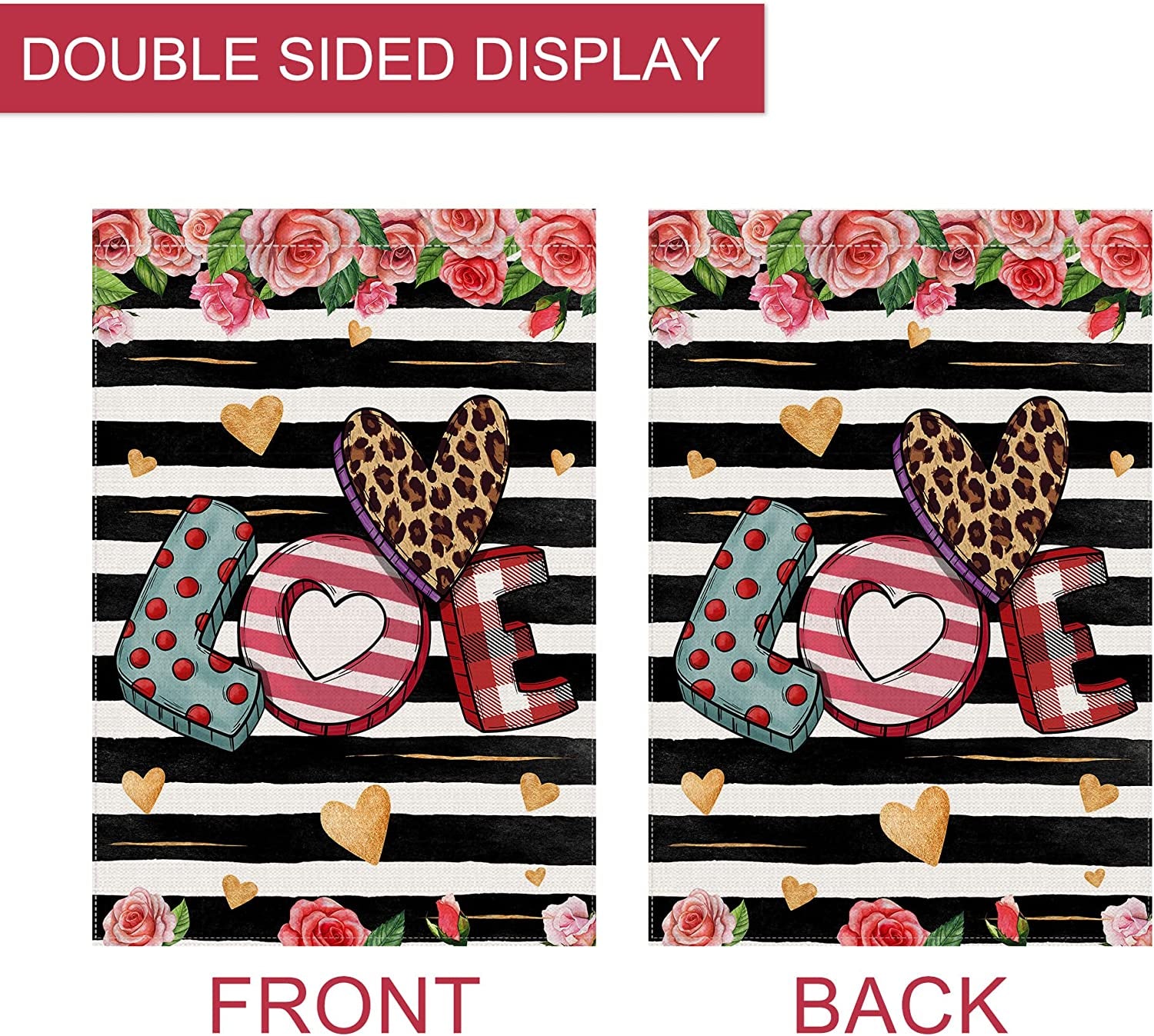 Valentines Day House Flag, Large Valentine Flag, Valentines Day Flags 28 X 40 Double Sided, Decorative Love House Flag Burlap Valentines House Flag, Valentine House Flag for Outside
